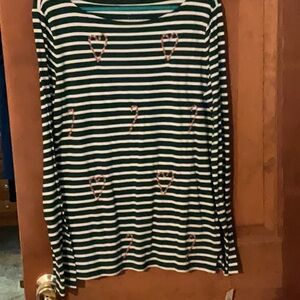 New Talbots green/white Holiday top size M